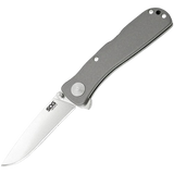 SOG Twitch II Lockback Knife With Assisted Opening Satin AUS-8 Drop Point Blade Gray Aluminum Handle Elite EDC Ready by SOG