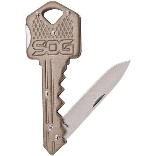 SOG Key Knife KEY102 CP Compact Lockback Keychain Knife For Everyday Carry Brass Tone Stainless by SOG