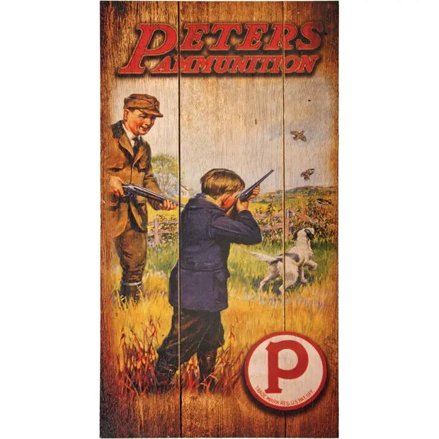 Remington Peters Ammunition Wood Sign Rustic Wall Decor For Firearms Enthusiasts by Remington