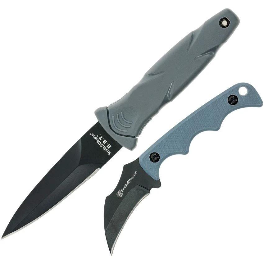 Smith and Wesson Neck and Boot Knife Set for Tactical and Outdoor Pros With Full Tang Black Stainless Blades by Smith & Wesson