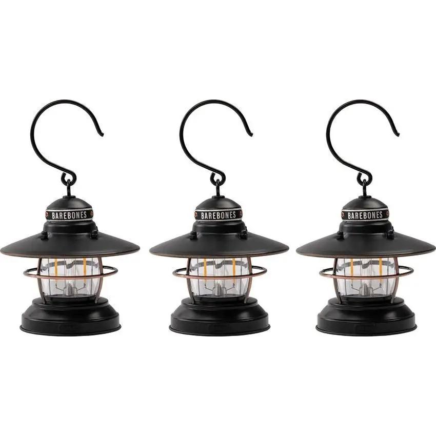 Barebones Edison Mini Lantern Bronze 3 Pack Water Resistant Dual Brightness 100 and 35 Lumens Outdoor Camping by Barebones Living