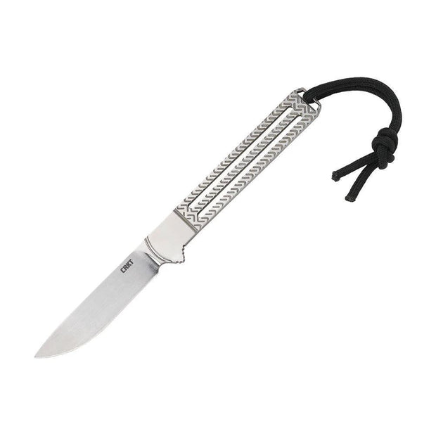 CRKT Testy Fixed Blade Knife 7524 Compact 2.38in Satin Blade Textured Stainless Handle Outdoor EDC by CRKT
