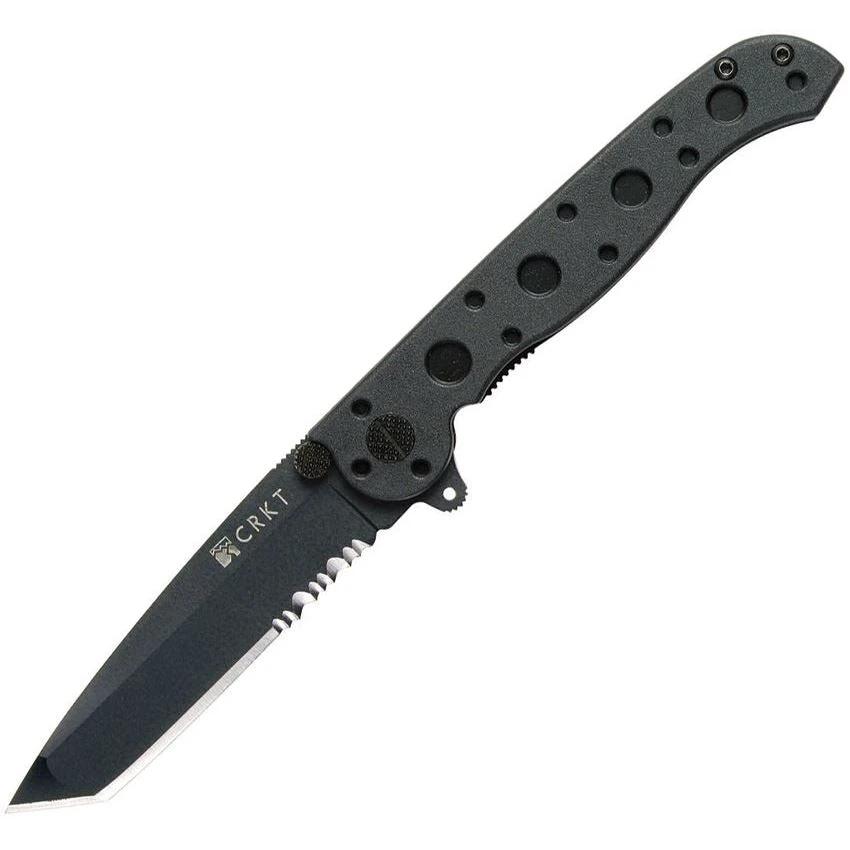 CRKT M16 Zytel Knife For EDC Enthusiasts 4In Closed Black GRN Handle EDP Coated 3In 8Cr15MoV Serrated Tanto by CRKT