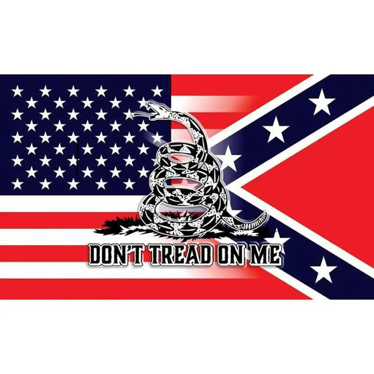 Heritage Flags USA And Confederate Flag R7285 - 3x5 Flag With Black And White Dont Tread On Me Artwork by Flags