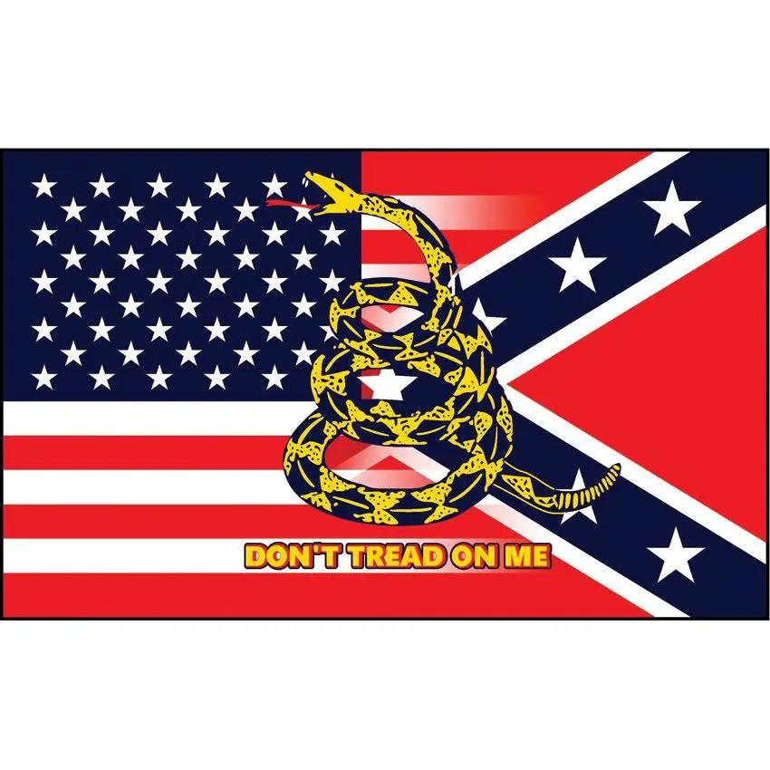 Liberty Flags USA and Confederate Flag R7302 - 3x5 Ft Polyester Flag With Metal Grommets And Dont Tread On Me Artwork by Flags