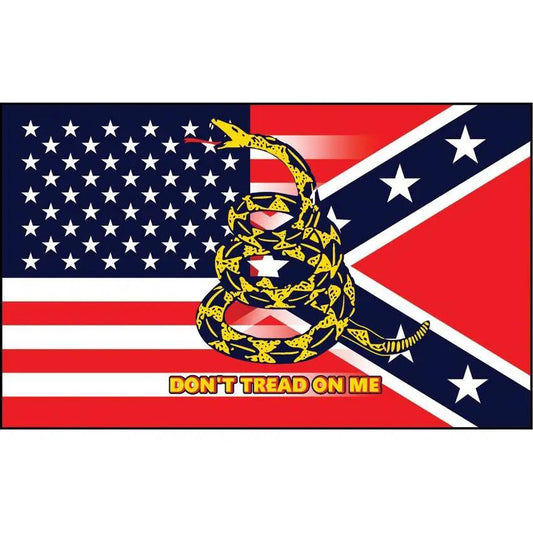 Liberty Flags USA and Confederate Flag R7302 - 3x5 Ft Polyester Flag With Metal Grommets And Dont Tread On Me Artwork by Flags