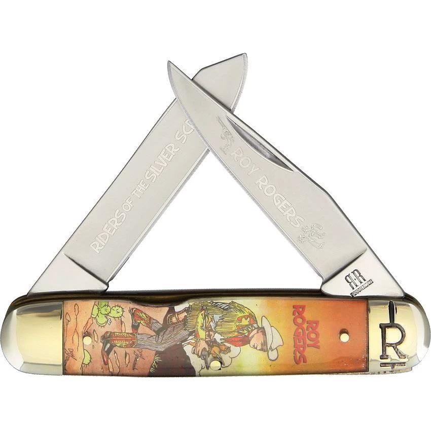 Rough Rider Moose Roy Rogers Knife 4.25 Inch Spey Blades Stainless Clip Acrylic Handle Collectors Edition by Rough Rider