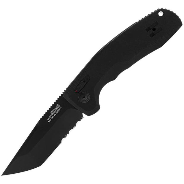 SOG Automatic Knife Sog Tac AU XR Automatic Opening Black TiNi D2 Tanto Blade 4.5in Closed 3.5in EDC by SOG