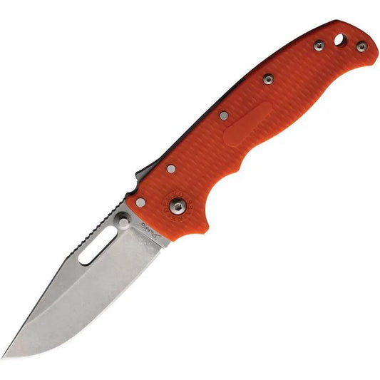 Demko AD 20.5 SharkLock EDC Knife, 4In D2 Clip Point, Orange G10 Handle, Lanyard Hole by Demko