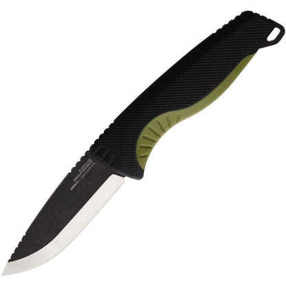 SOG Aegis FX Fixed Blade Knife For Outdoors Survivalists 3.75in Stonewash Satin Blade Green GRN Handle MOLLE Sheath by Sog