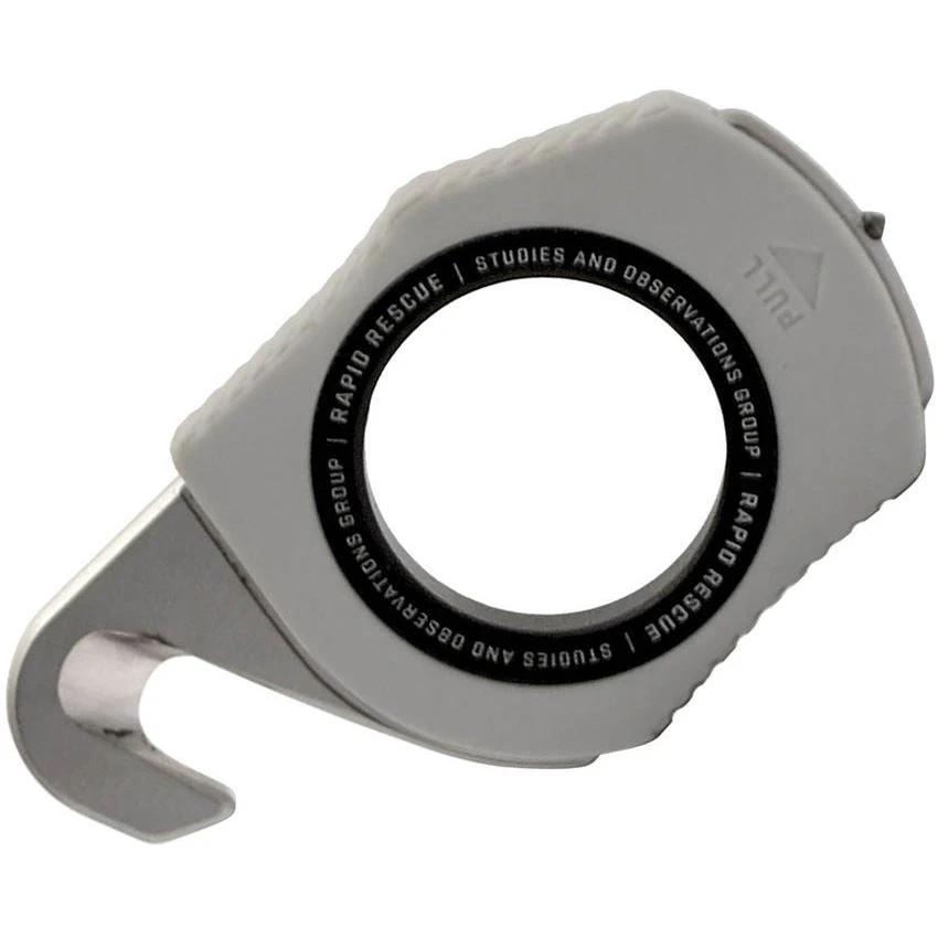 SOG Rapid Rescue Knife Gray With Green GRN Handles Finger Ring Quick Deploy Sheath For First Responders by Sog