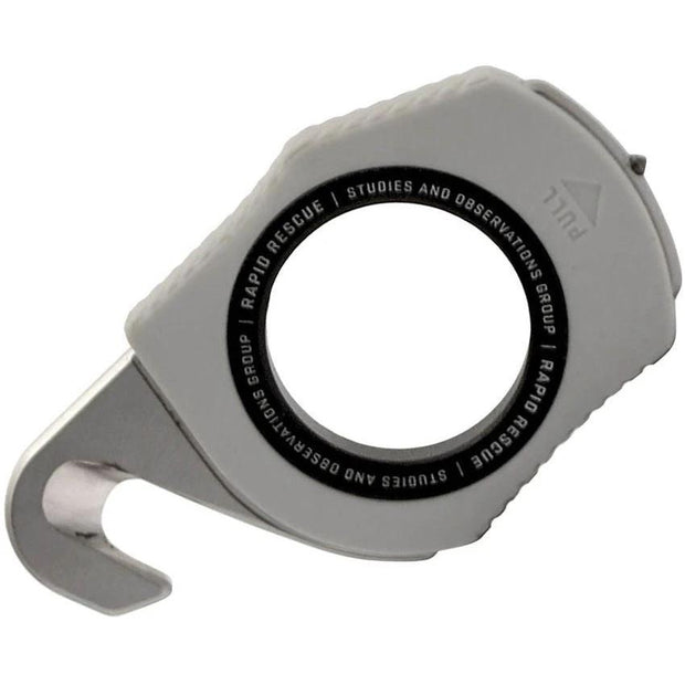 SOG Rapid Rescue Knife Gray With Green GRN Handles Finger Ring Quick Deploy Sheath For First Responders by Sog