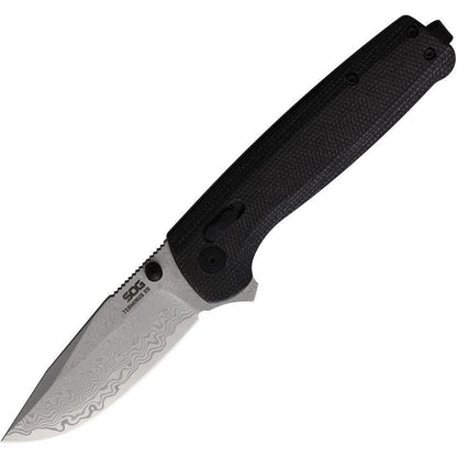 SOG Terminus XR-Lock Damascus Folder Knife For EDC Enthusiasts, 3-Inch Blade, Carbon Fiber G10 Handle by Sog