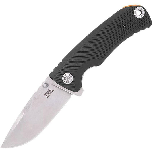 SOG Tellus ATK Linerlock Rugged Assisted Opening Knife for EDC Fans 3.25in Blade Stonewash 440 Stainless by Sog