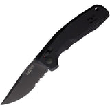 SOG Auto Knife AU-XR Tac Double-Action Safety D2 Serrated Blade Black TiNi EDC Tactical by SOG