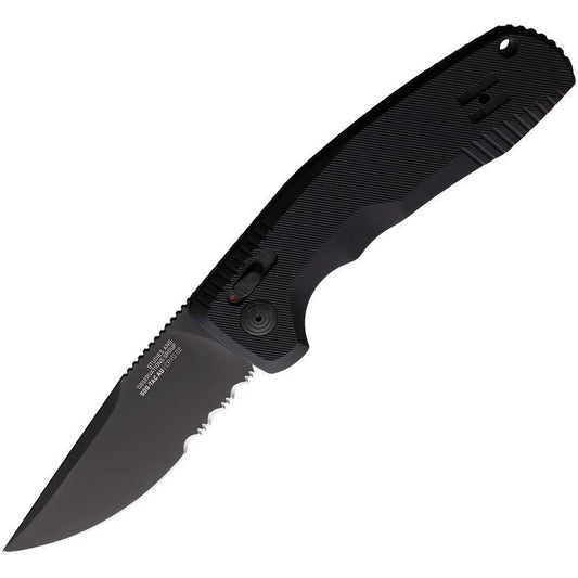SOG Auto Knife AU-XR Tac Double-Action Safety D2 Serrated Blade Black TiNi EDC Tactical by SOG