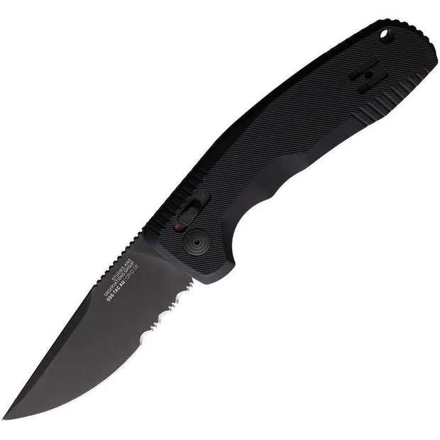 SOG Auto Knife AU-XR Tac Double-Action Safety D2 Serrated Blade Black TiNi EDC Tactical by SOG