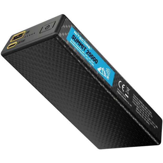 Nitecore Summit 20000 Power Bank High Capacity Portable Charger USB C USB A IPX5 Rugged Carbon Fiber Outdoor Enthusiasts by Nitecore