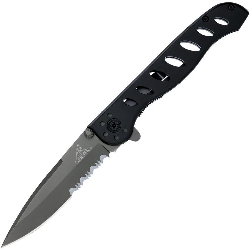 Gerber Evo Linerlock Knife With TiNi Coated Partial Serrated Blade 3 Inch Aluminum Handle EDC Outdoors by Gerber