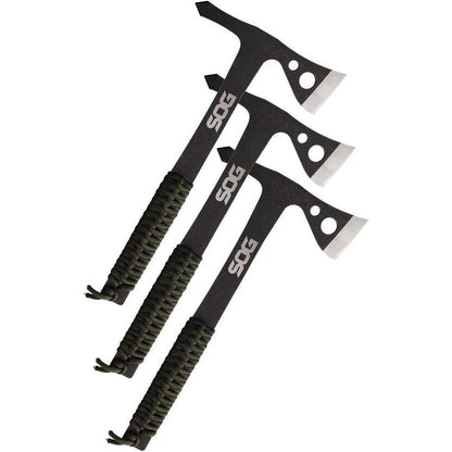 SOG Throwing Hawk Set of Three TH1005BX Full Tang 3Cr13 Stainless Blades Green Cord Handles For Outdoor Enthusiasts by SOG
