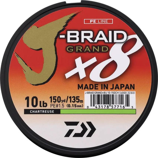 Daiwa J-Braid Grand Line 10/150 Char JBGD8U10-150CH by Daiwa
