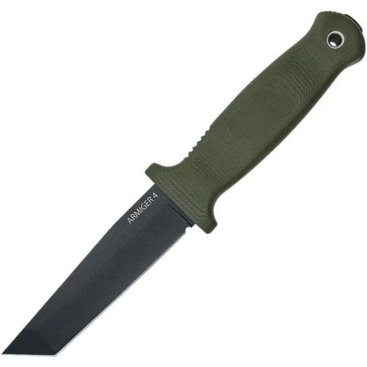 Demko Armiger 4 Fixed Blade Tanto Knife For Tactical Professionals With 4-In 80CrV2 Steel Blade OD Green Handle Sheath by Demko