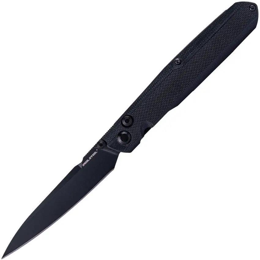 Real Steel G5 Metamorph Button Lock Knife Premium Black PVD 14C28N Sandvik Steel G10 Handle EDC by Real Steel