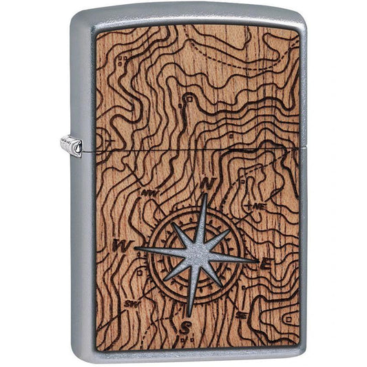 Zippo WoodChuck Compass Lighter With Laser Cut Wood Insert For Outdoor Adventurers by Zippo