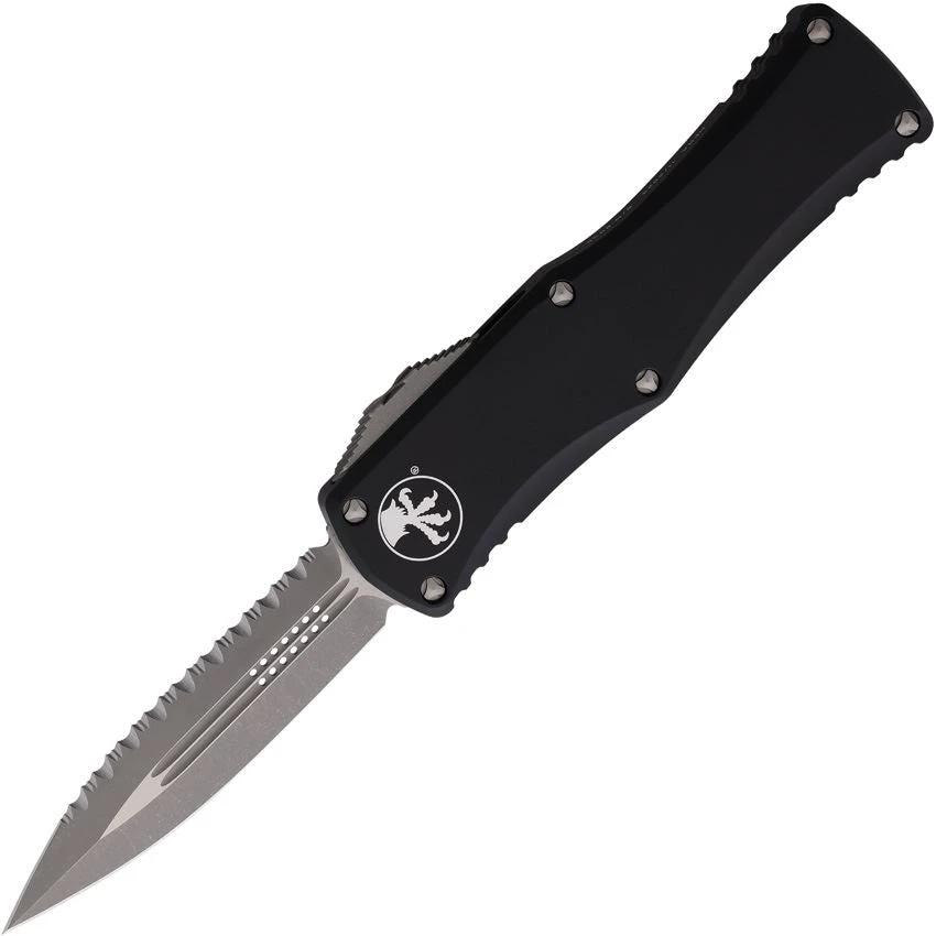 Microtech Auto Hera DE OTF Tactical Knife Double Edge 3-Inch Serrated Blade Apocalyptic Finish For Collectors by Microtech