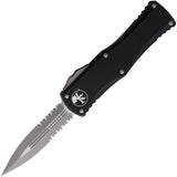 Microtech Auto Hera DE OTF Knife Ap Black 70211AP Partially Serrated Double Edge Premium Blade For EDC Enthusiasts by Microtech