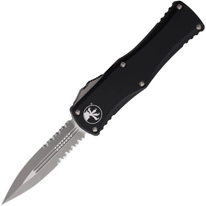 Microtech Auto Hera DE OTF Knife Ap Black 70211AP Partially Serrated Double Edge Premium Blade For EDC Enthusiasts by Microtech