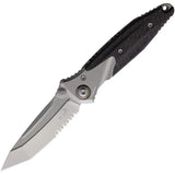 Microtech Socom Bravo Mini Framelock Knife Bead Blast Tanto Gray Titanium Handle Carbon Fiber Inlay For EDC by Microtech