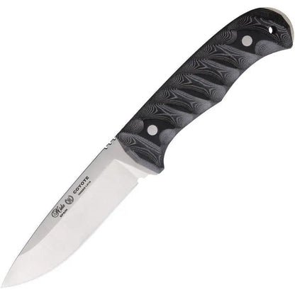 Nieto Coyote Fixed Blade Knife 6 Inch Satin Blade Full Tang Black Canvas Micarta Handle For Outdoors by Nieto
