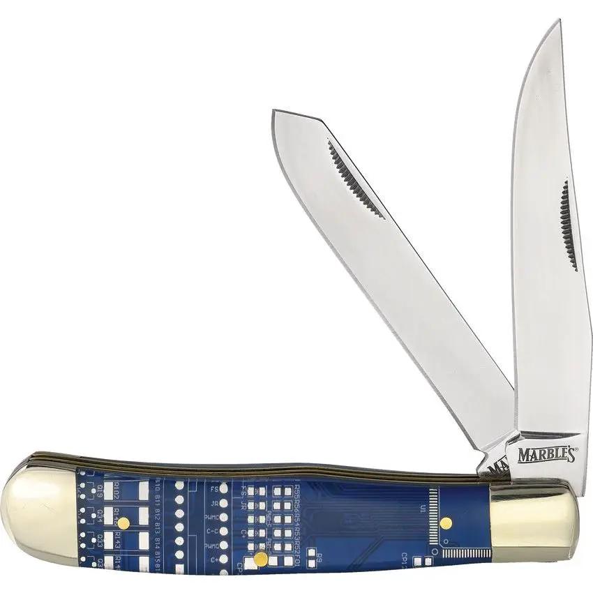 Marbles Geek Trapper MR718 PK108CP - Satin Clip and Spey Blades Blue Acrylic Handle by Marbles