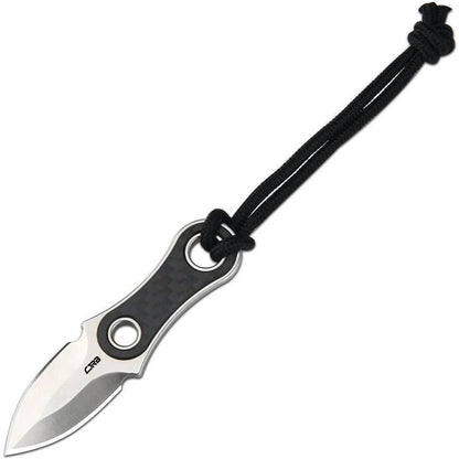 CJRB Knap Fixed Blade Knife With Carbon Fiber Handle Full Tang 3 Inch Satin Double Edge Neck Sheath For EDC Enthusiasts by CJRB