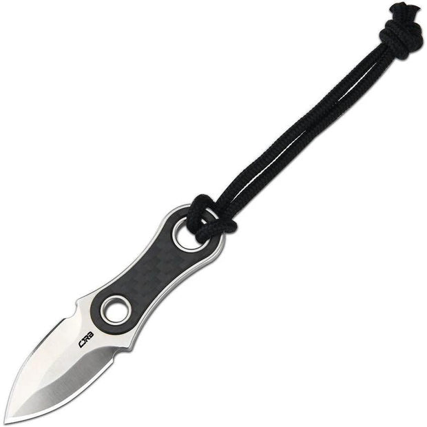 CJRB Knap Fixed Blade Knife With Carbon Fiber Handle Full Tang 3 Inch Satin Double Edge Neck Sheath For EDC Enthusiasts by CJRB