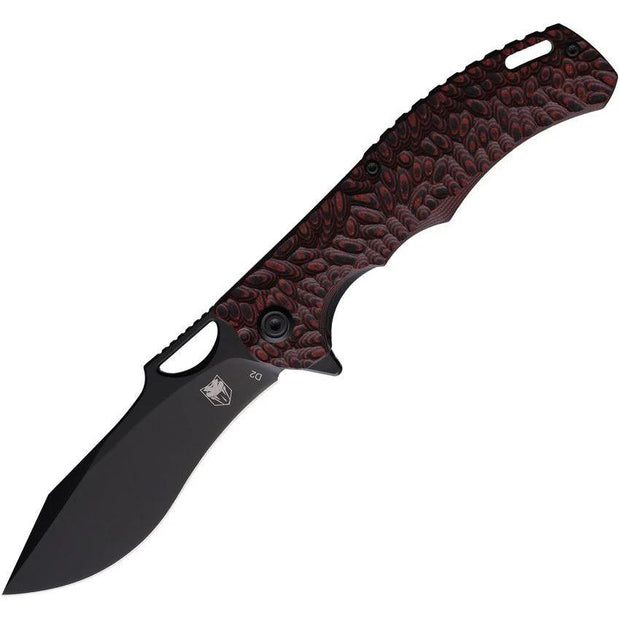 Premium Cobratec Nighthawk Linerlock Knife Black Red G10 with Titanium Coated D2 Blade for EDC and Trekking by Cobratec Knives