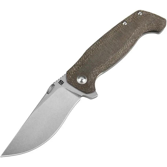 Artisan Kami Framelock EDC Knife OD Micarta With Premium S35VN Blade And Gray Titanium Back 1864GODG by Artisan