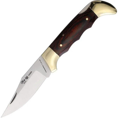 Nieto Caza Lockback 619 Outdoor EDC Knife With Satin Clip Point Blade And Stamina Wood Grip Brass Bolsters Boxed by Nieto