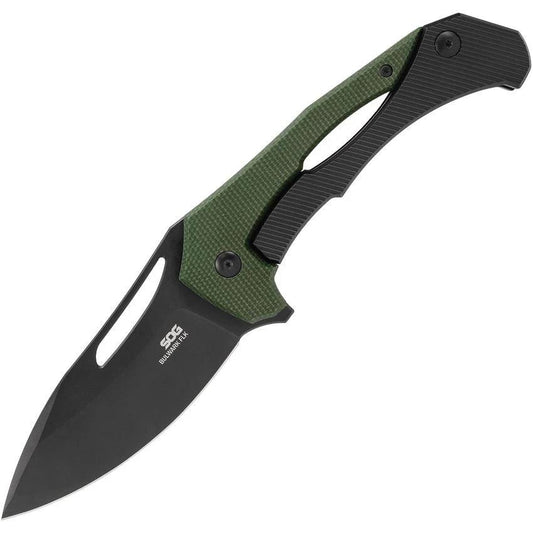 SOG Bulwark Framelock OD Micarta Folding Knife 3 Inch D2 Blade For EDC Enthusiasts With 4 Inch Closed by SOG