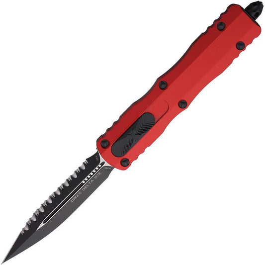 Microtech Auto Dirac Delta D E OTF Knife Red Aluminum Handle M390 Dagger Blade Automatic Opening Glass Breaker EDC Clip by Microtech