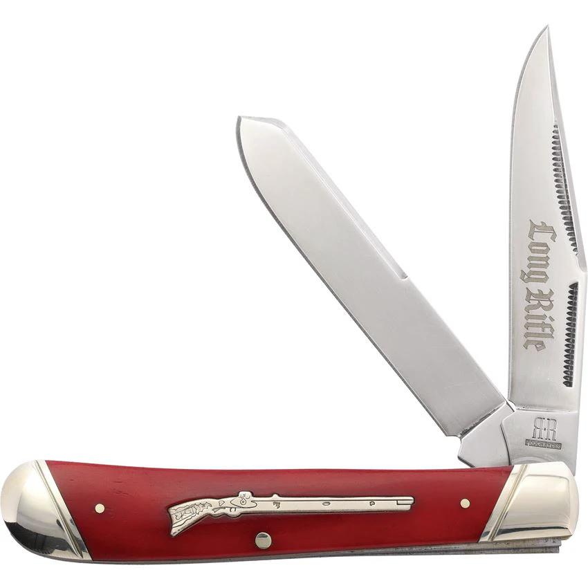 Rough Rider Trapper Knife 4 Inch Red Bone Handle With Stainless Clip And Spey Blades Collectors Premium Gift Tin by Rough Rider