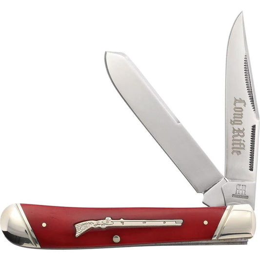 Rough Rider Trapper Knife 4 Inch Red Bone Handle With Stainless Clip And Spey Blades Collectors Premium Gift Tin by Rough Rider