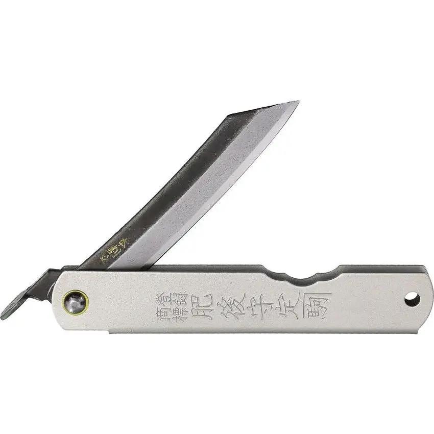 Higonokami No 10 SK Steel Warikomi Folder Knife For Collectors 3 Inch Blade Gray Iron Handle Lanyard Hole by Higonokami
