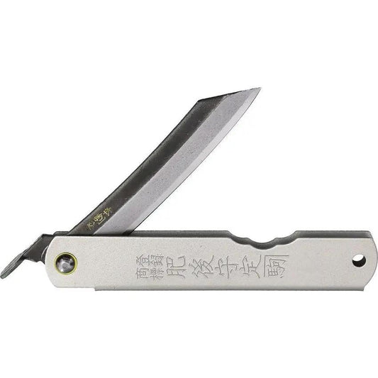 Higonokami No 10 SK Steel Warikomi Folder Knife For Collectors 3 Inch Blade Gray Iron Handle Lanyard Hole by Higonokami