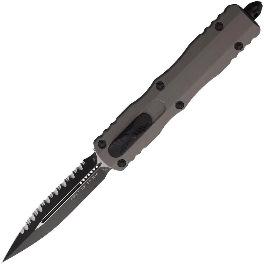 Microtech Auto Dirac Delta D E OTF Knife 227-3NC M390 Dagger Blade Gray Aluminum Glass Breaker For EDC Enthusiasts by Microtech