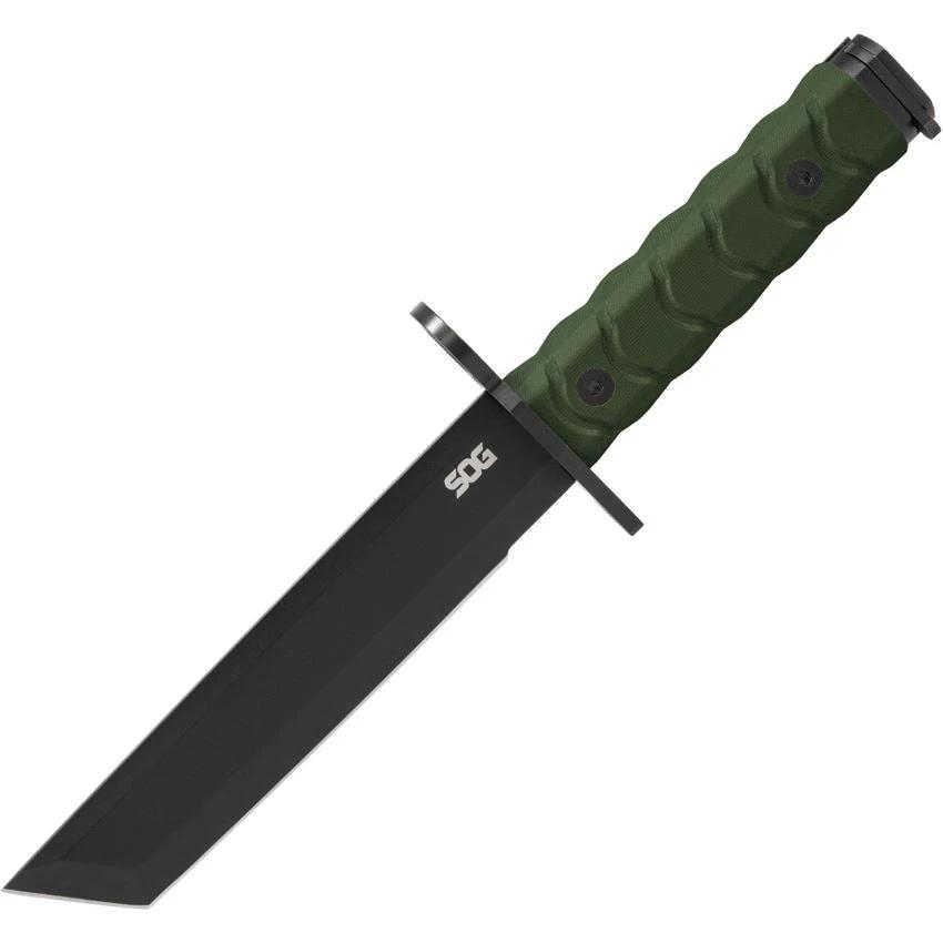 SOG BAR15T Combat Knife OD Green G10 Handle AUS8 Tanto Blade AR Barrel Ring Kydex Sheath For Tactical Fans by SOG