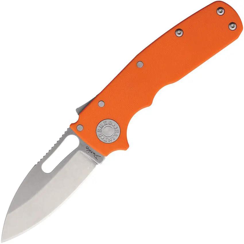 Demko Shark Cub Shark-Lock OD Knife With Orange G10 Handle 2.5in CPM-20CV Blade EDC Pocket Clip by Demko