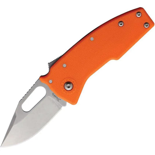 Demko Nano Shark Lock Knife For EDC Enthusiasts With 2.13 Inch AUS10A Clip Point Blade Orange Grn Handle by Demko
