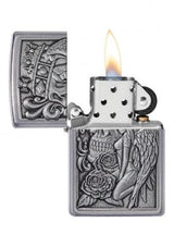 Zippo Skull & Angel Emblem Windproof Lighter – Model 49442 by Zippo